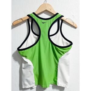Vintage Nike Tank Top Womens Medium Racerback 90 Y2K Athileasure White Green Y2K